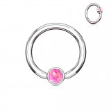 Piercing anneau 1,6mm 85 - Opale plate