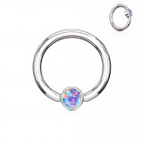 Piercing anneau 1,6mm 85 - Opale plate