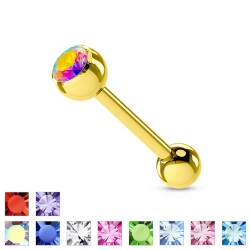 Piercing langue plaqué-or 02 - Strass