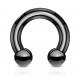 Piercing fer à cheval PVD black-line boules 2 à 6mm