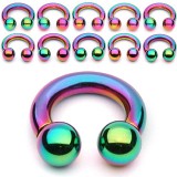 Piercing fer à cheval PVD rainbow boules 2 à 6mm