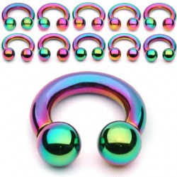 Piercing fer à cheval PVD rainbow boules 2 à 6mm