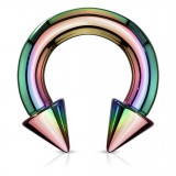 Piercing fer à cheval PVD rainbow pointes 2 à 6mm