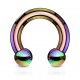 Piercing fer à cheval PVD rainbow boules 2 à 6mm