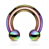 Piercing fer à cheval PVD rainbow boules 2 à 6mm