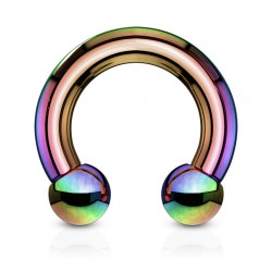 Piercing fer à cheval PVD rainbow boules 2 à 6mm