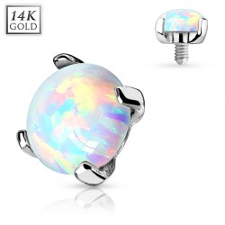 Embout microdermal or-14K blanc opale