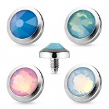 Piercing microdermal fleur opalite blanche plaqué or