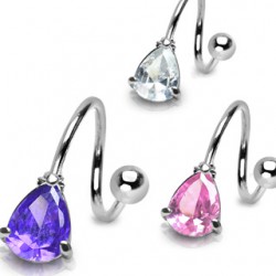 Piercing spirale 30 - Cristal goutte