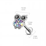 Piercing micro-labret 65 - Hibou multistrass