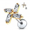 Piercing micro-labret 125 - Quatre zircones rectangulaires gold-ip