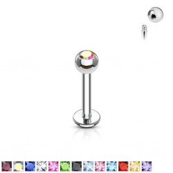 Piercing micro-labret boule strass titane G23