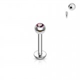 Piercing micro-labret boule strass titane G23