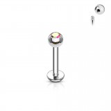 Piercing micro-labret boule strass titane G23