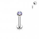 Piercing micro-labret boule strass titane G23