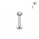 Piercing micro-labret boule strass titane G23