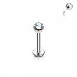 Piercing micro-labret boule strass titane G23