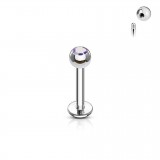 Piercing micro-labret boule strass titane G23