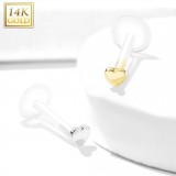 Piercing micro-labret PTFE OR-14k coeur