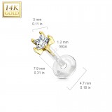 Piercing micro-labret PTFE OR-14k étoile cristal