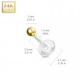Piercing micro-labret PTFE OR-14k boule