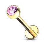 Piercing micro-labret 19 - Plaqué-or strass