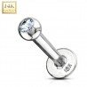 Piercing labret OR-14k blanc boule avec strass