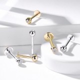Piercing labret OR-14k blanc boule avec strass