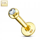Piercing labret en or 14k strass Trans