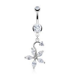 Piercing nombril fleur 19 - Avec sa tige