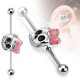 Piercing industriel 105 - Crâne noeud rose