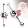 Piercing industriel 105 - Crâne noeud rose