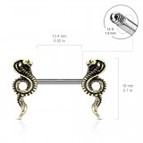 Piercing téton barbell 99 - Serpent couleur bronze