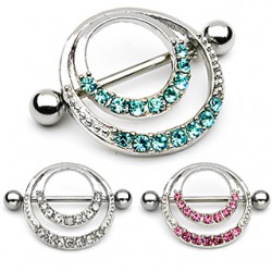 Piercing téton deux cercles avec strass (11)