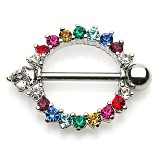 Piercing téton gay-pride 03 - Multiples strass