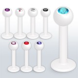 Piercing micro-labret 62 - PVD Blanc strass