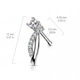 Piercing nez droit 0.8mm 03 - Boucle avec strass transparents