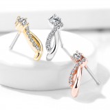Piercing nez droit 0.8mm 03 - Boucle avec strass transparents