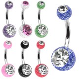 Piercing nombril UV 14 - Paillettes double strass