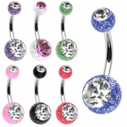 Piercing nombril UV 14 - Paillettes double strass