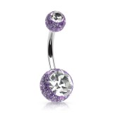 Piercing nombril UV 14 - Paillettes double strass