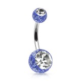 Piercing nombril UV 14 - Paillettes double strass