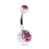 Piercing nombril UV 14 - Paillettes double strass