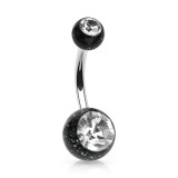 Piercing nombril UV 14 - Paillettes double strass