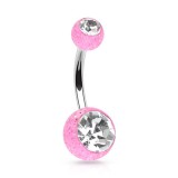 Piercing nombril UV 14 - Paillettes double strass