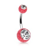 Piercing nombril UV 14 - Paillettes double strass