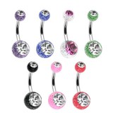 Piercing nombril UV 14 - Paillettes double strass