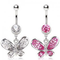 Piercing nombril papillon ailes brillantes (38)