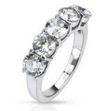 Bague cinq zircones ronds transparents (01)