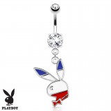 Piercing nombril Playboy 13 - Lapin bleu blanc rouge
